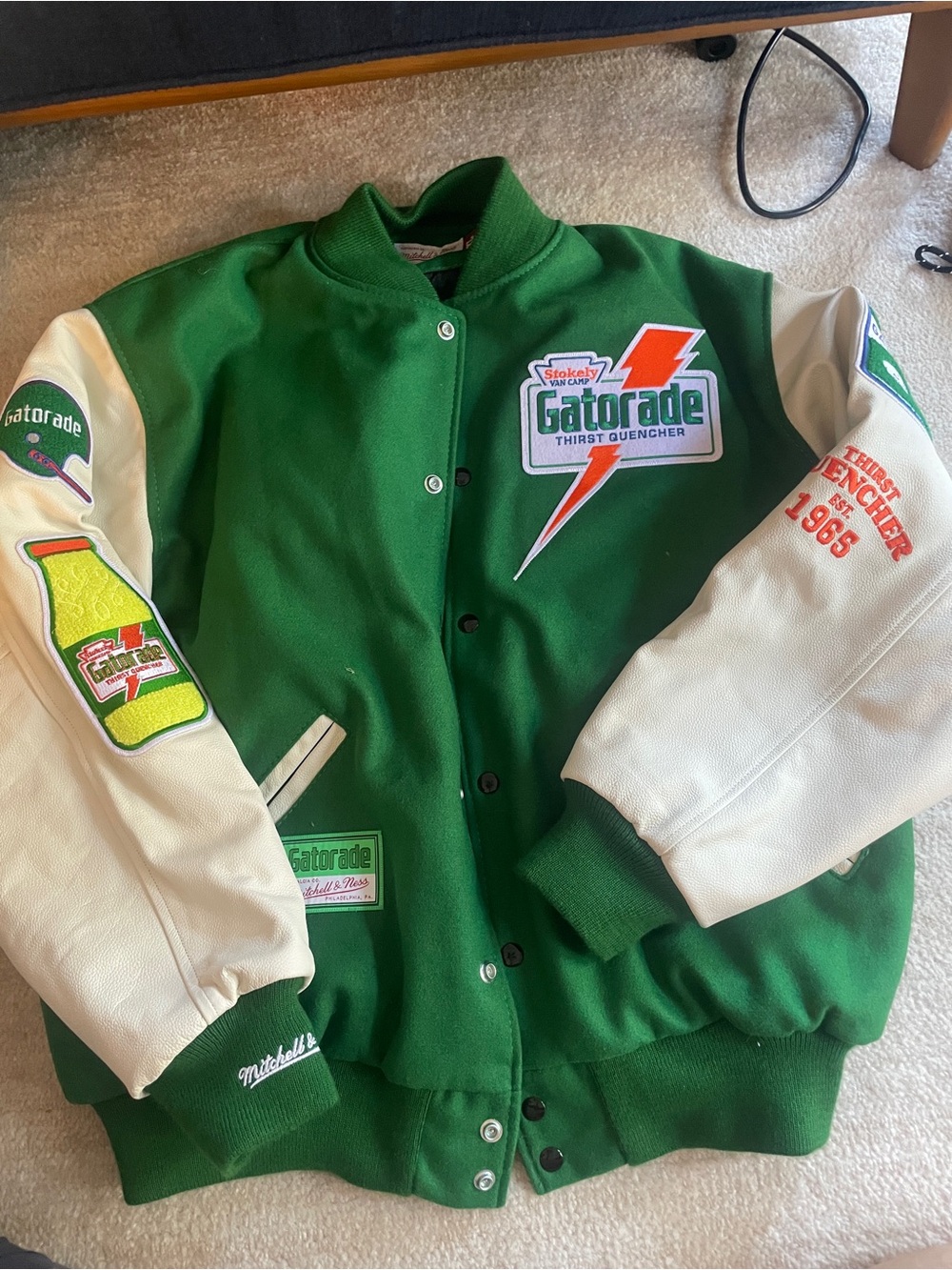 Mitchell & Ness x Gatorade Stokely Van Camp Varsity Jacket Green White